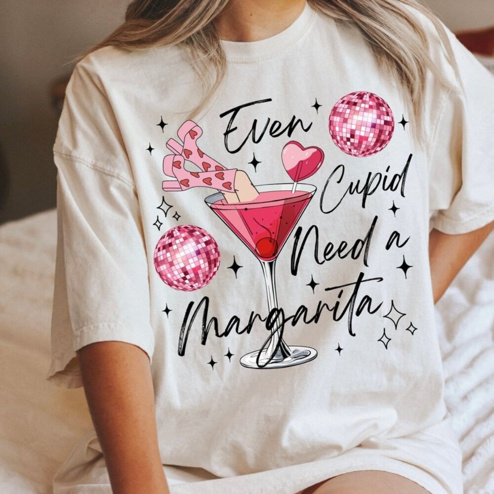 Even Cupid Need A Margarita Retro Valentine Shirt